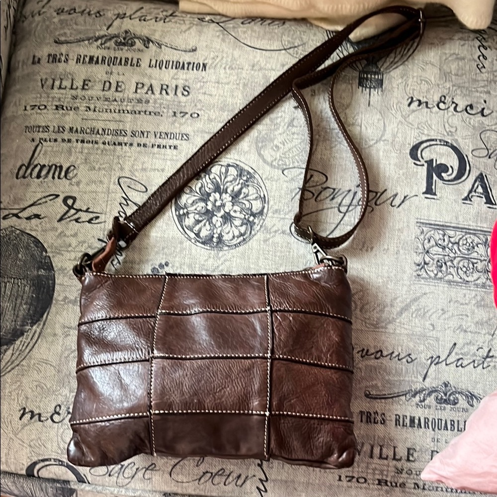 Brown Patchwork Leather Crossbody Bag made in Italy